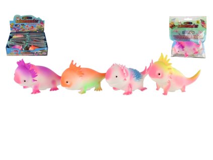 Mlok antistresový mačkací silikon 12x6cm mix druhů 12ks v boxu