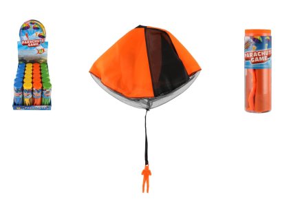 Parašutista figurka s padákem létající 9cm 4 barvy v tubě 24ks v boxu