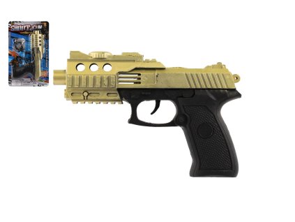 Pistole na setrvačník plast 20x13cm na kartě