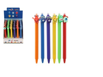 Tužka/pero gumovací monstrum 15cm plast 6 druhů 36ks v boxu