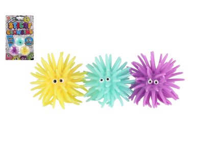 Míček 3ks sliz lezoucí po skle/lepicí silikon 4cm 2 barvy na kartě 12,5x20cm