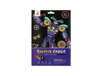 Škrabací obrázek barevný transformers 4 listy A4 20x27cm v sáčku