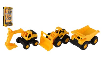 Auto stavební 3ks plast 12cm na volný chod v krabičce 14,5x30x7cm