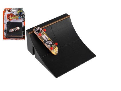 Skateboard prstový šroubovací s rampou plast mix druhů na kartě 20x29x7cm