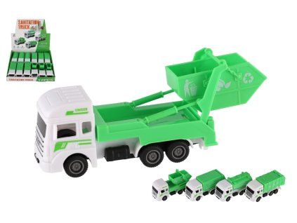 Auto městské služby plast 12cm na zpětné natažení 4 druhy 12ks v boxu