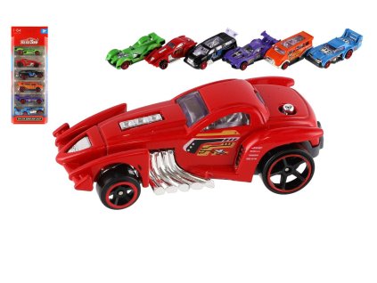 Auto závodní 6ks kov/plast 8cm na volný chod v krabičce 10,5x27,5x4cm