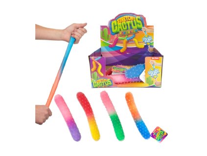 Kaktus antistresový natahovací plněný pískem 290g silikon 24cm 4 barvy 24ks v boxu