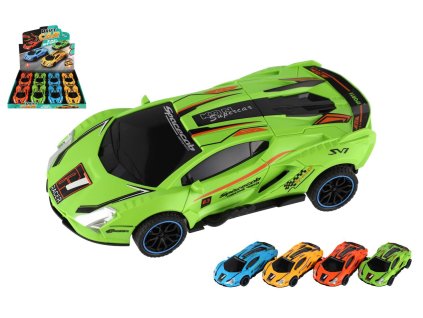 Auto závodní driftovací plast 16cm na setrvačník 4 barvy 8ks v boxu