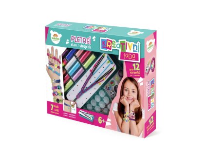 Kreativní sada Vyrob si náramek - pletací stav s doplňky v krabici 38x28x6cm