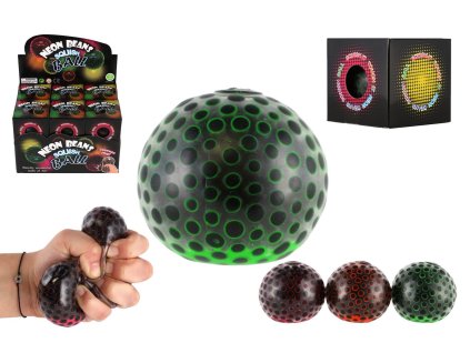 Míček antistresový mačkací sliz 6cm žabí vajíčka 4 barvy v krabičce 7x7x7cm 12ks v boxu