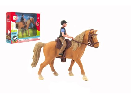 Kůň + žokej plast 15cm v krabici 20x16x5,5cm