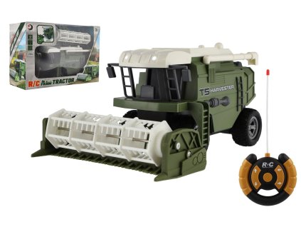 Kombajn RC plast 22cm 27MHz na baterie se světlem v krabici 30x21x12cm