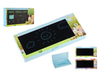 Penál/Pouzdro s magnetickou kreslící tabulkou plast na baterie 2 barvy v krabici 21x10,5x2,5cm