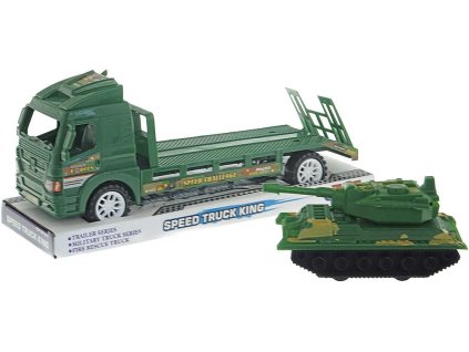 Auto odtahová služba vojenský set transportér s tankem na setrvačník plast