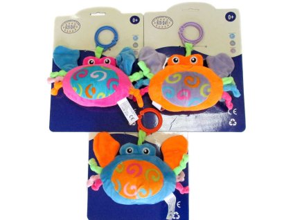 PLYŠ Baby krabík s hrkávkou 14cm chrastítko pro miminko 3 barvy