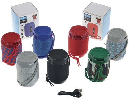 Bezdrátový bluetooth reproduktor soudek 5W / Hands-free / USB / FM rádio na baterie