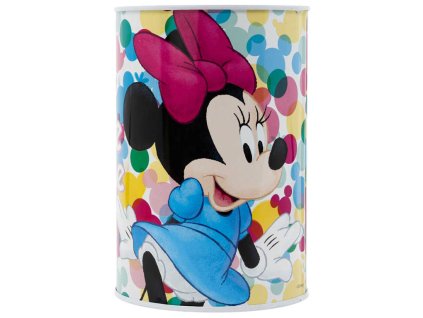 Pokladnička válec Disney Minnie Mouse 10x15cm dětská kasička kovová