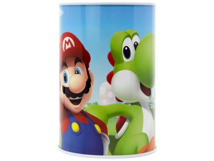 Pokladnička válec Super Mario 10x15cm dětská kasička kovová
