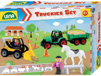 LENA Baby Truckies Farma set 2 pracovní vozidla s figurkami a doplňky