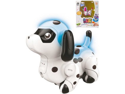 Robot pejsek interaktivní 8cm jezdící po namalované čáře mění barvu na baterie