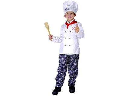 KARNEVAL Šaty Kuchař vel. M (120-130 cm) 5-9 let KOSTÝM