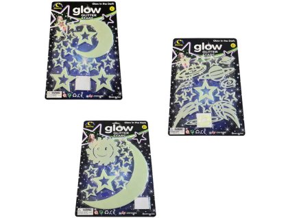 Noční obloha samolepky svítící ve tmě hvězdičky + měsíc dekorace na stěnu