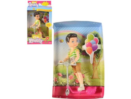 Panák kluk malý 13cm s koloběžkou herní set v krabičce
