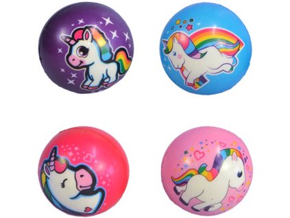 Míček soft měkký balonek s jednorožcem 7,5cm 4 druhy v sáčku