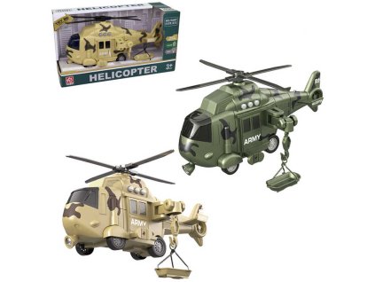 Vrtulník vojenský záchranářský 28cm s nosítky na baterie Světlo Zvuk 2 barvy