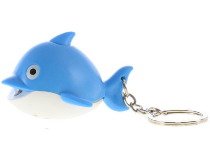Přívěšek na klíče delfín dětská klíčenka na baterie Světlo Zvuk