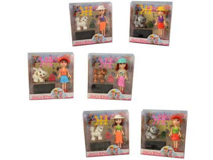 Panenka se zvířátkem 12cm mini herní set s mazlíčkem a doplňky 6 druhů