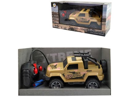 RC Auto Jeep vojenský na vysílačku 27MHz na baterie 2 barvy Světlo