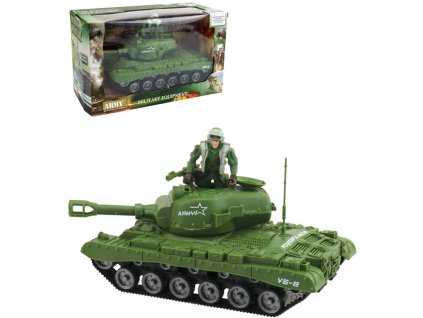 Tank obrněné vozidlo 26cm na setrvačník set s figurkou a doplňky plast