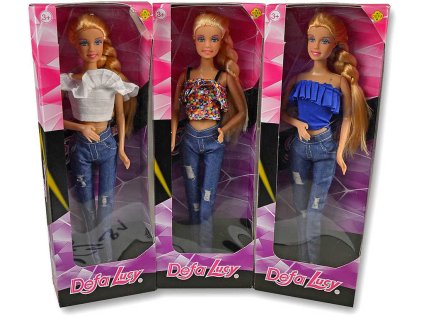 Panenka Defa Lucy trendy v džínách a triku 3 druhy v krabičce