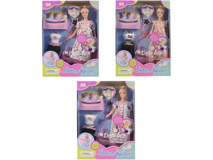 Panenka Defa Lucy 30cm těhotná maminka set s dvojčaty a doplňky 2 druhy