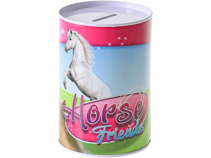 Pokladnička plechovka Horse Friends kasička válec s koníkem