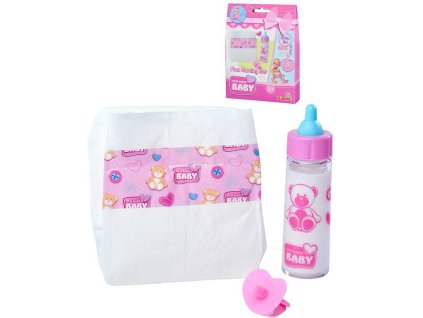 SIMBA New Born Baby set pro panenku miminko dudlík lahvička plínka (plenka)