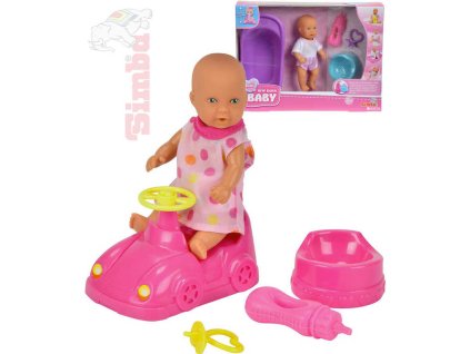 SIMBA New Born Baby miminko 12cm s příslušenstvím pije a čůrá 3 druhy