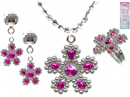 Náhrdelník s prstýnkem a náušnicemi dětská bižuterie 2 druhy plast