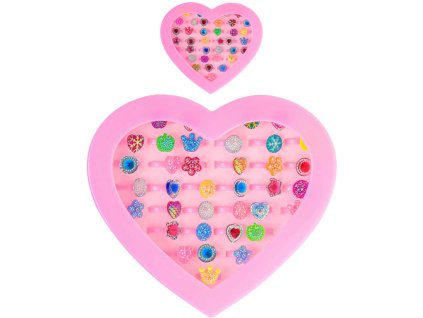 Prstýnek srdíčko dětská bižuterie 1ks různé druhy a barvy plast