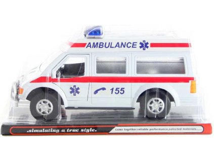 Auto sanitka plastová 15cm bílá ambulance na setrvačník