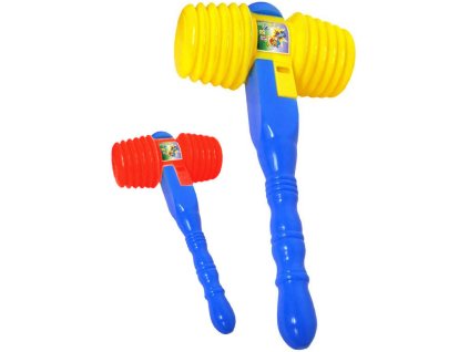 Kladivo soft barevné pískací 26cm plast 2 barvy v sáčku
