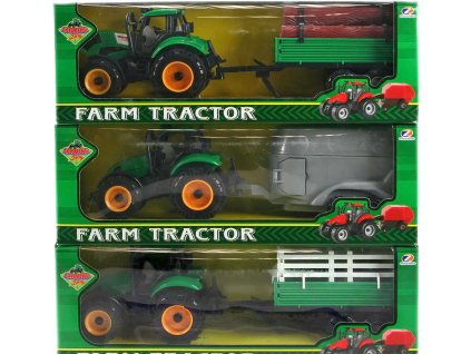 Traktor plastový 29cm s přívěsem v krabici 3 druhy