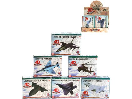 Stavebnice bojové letadlo na stojánku 4D puzzle skládačka 8 druhů plast