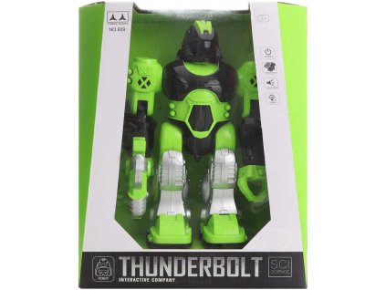 Robot zelený chodící 26cm pohybuje rukama na baterie Světlo Zvuk