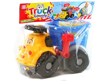 Auto baby veselé nákladní 26cm set s kostkami sklápěčka s obličejem plast