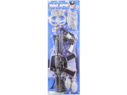 Samopal policejní sada s revolverem a doplňky plast na kartě