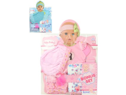 Oblečení pro panenku 40cm set s dudlíkem a plínkami 2 barvy