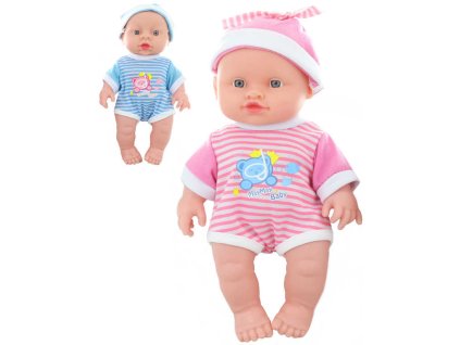 Panenka miminko 24cm v pyžámku tvrdé těličko na baterie v igelitu 2 barvy Zvuk