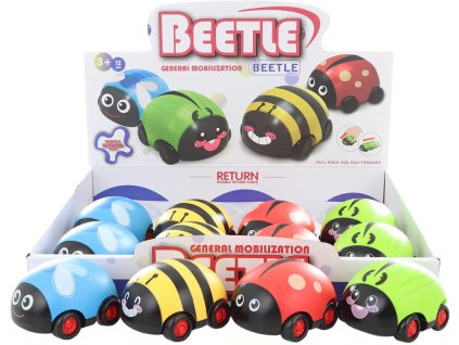 Autíčko veselý brouček 9cm na jezdící zpětný chod 4 druhy plast